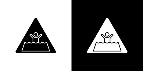 Quicksand and Mud Danger Sign icon linear logo isolated