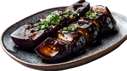 Nasu miso dengaka, miso-glazed eggplant on a transparent background. isolated background.