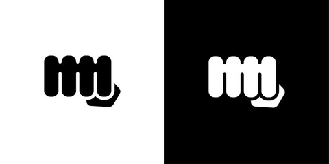 punch fist hand icon linear logo isolated