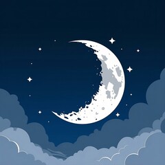 Naklejka premium A vector illustration of a moon silhouette with a white background.