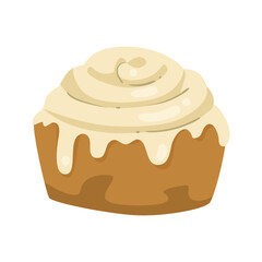A cupcake with creamy frosting displayed on a plain background. Vector illustration