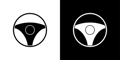 Steering wheel icon linear logo isolated