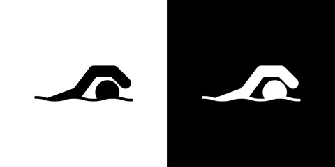 swimming icon linear logo isolated