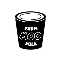 Logo illustration of fresh milk in a bucket. Farm enterprise emblem