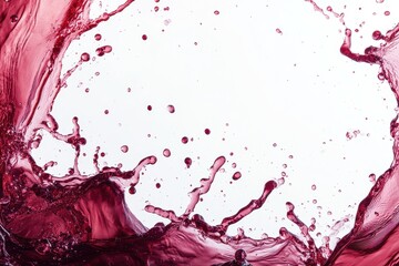 Red liquid splash on white background. Perfect for beverage, wine, or drink product designs.