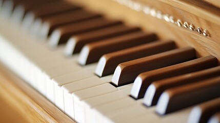 Close-up of Piano Keys: A symphony of light and shadow dances across the ivory and ebony, capturing the essence of musical expression and the timeless allure of this magnificent instrument.
