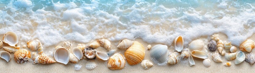 Panoramic View of Sandy Beach with Clear Water