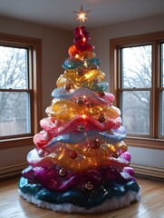 a lgbtq christmas tree, colorful, rainbow, 