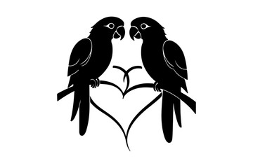 A couple of parrot vector silhouette images for illustration.