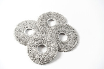 Spare parts for robot vacuum cleaner on a white background. cloths for replacing and repairing the vacuum cleaner.