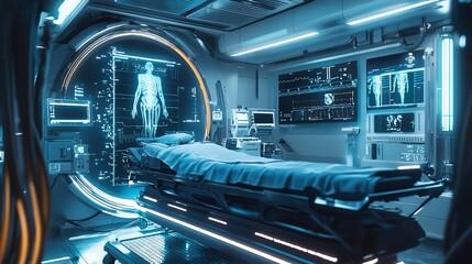 Obraz premium Modern equipment in operating room. Medical devices for neurosurgery. Background