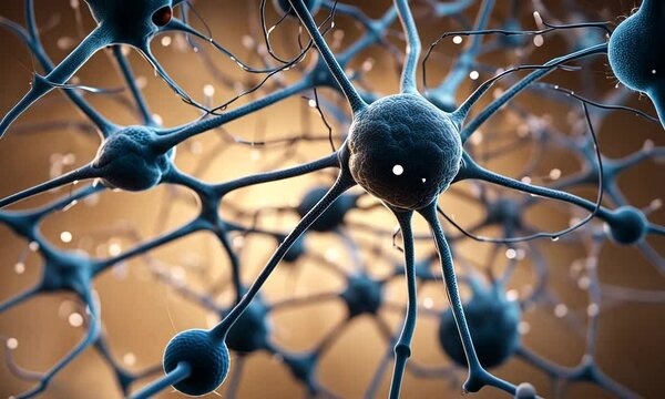 A close up of a neuron, a nerve cell, with its branching dendrites, the parts that receive signals from other neurons.