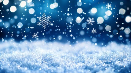 Fototapeta premium Beautiful Snowflakes Falling on a Winter Night Background