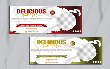 Restaurant Food banner web banner social media post ads and Facebook cover design with mockup template