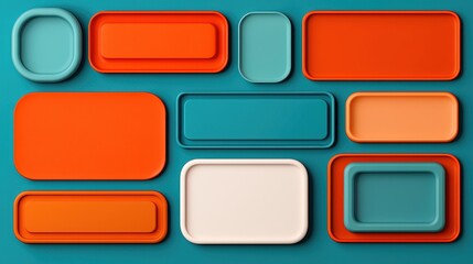 Colorful Serving Trays on a Turquoise Background, Ideal for Food Presentation, Kitchen Decor, and Modern Table Settings in Vibrant Tones and Unique Shapes