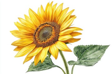 Create a beautiful soft watercolor sunflower in full bloom with golden accents for your art collection