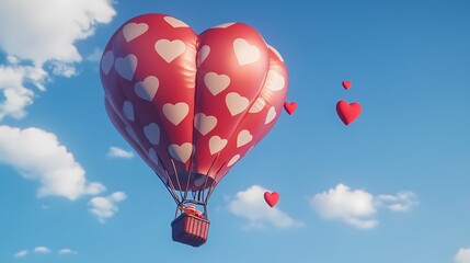 Obraz premium Valentine's Day heart shaped hot air balloon illustration poster background