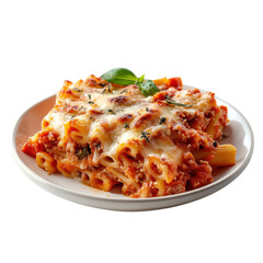 Cheesy Baked Ziti with Rich Tomato Sauce and Melted Mozzarella – A Hearty Italian-American Comfort Food for Family Dinners PNG Icon on transparent background