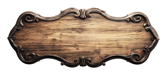 Oblong decorative wooden signboard isolated on a white background