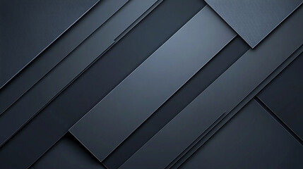 Fototapeta premium Abstract dark grey geometric background with overlapping rectangular shapes.