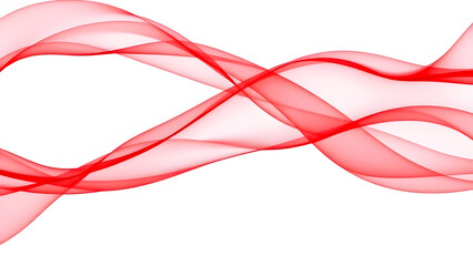 A red wave of flowing fabric on a white background with room for text. generative ai
