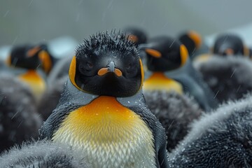 Breeding and nesting colony of king penguins at standrews bay, south georgia in the southern ocean