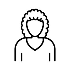 afro-american woman or girl icon linear logo mark in black and white