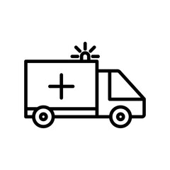 Ambulance icon linear logo mark in black and white