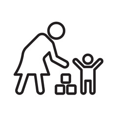 Babysitter icon linear logo mark in black and white