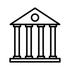 Bank icon linear logo mark in black and white