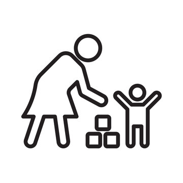 recommend clip art: Babysitter icon linear logo mark in black and white