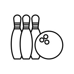 Bowling icon linear logo mark in black and white
