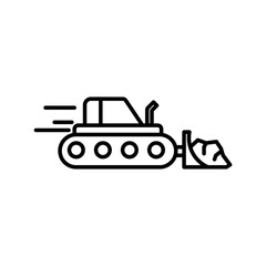 Naklejka premium Bulldozer icon linear logo mark in black and white