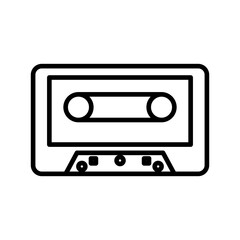 Cassette tape icon linear logo mark in black and white