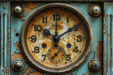 Fototapeta premium Vintage alarm clock with classic design against a clean white background for timeless appeal