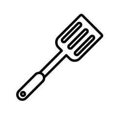Cooking spatula icon linear logo mark in black and white