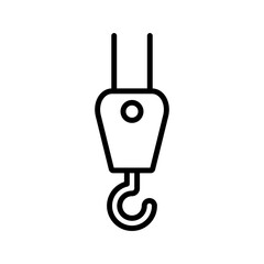 Crane hook icon linear logo mark in black and white