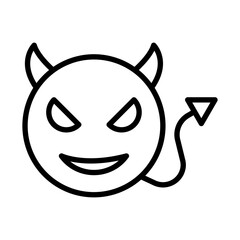 Demon devil icon linear logo mark in black and white