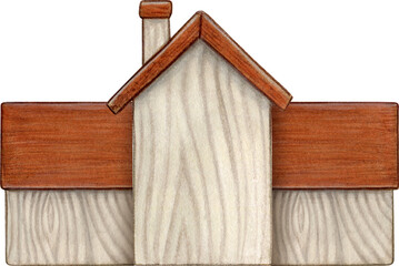 Watercolor hand drawn wooden toy houses