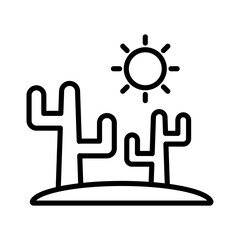 Desert cactus icon linear logo mark in black and white