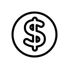Dollar icon linear logo mark in black and white