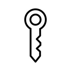 Door key icon linear logo mark in black and white