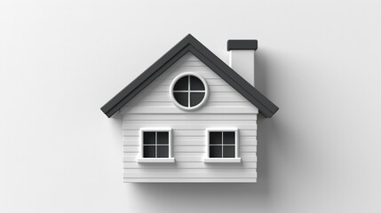 Obraz premium Minimalist 3D Model of a White House with Black Roof, Embracing Simplicity and Clean Design