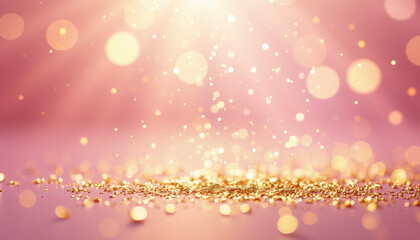 Pink Gold Glitter Background - Festive Bokeh