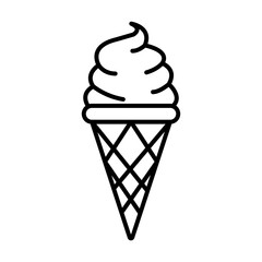 ice cream cone icon linear logo mark in black and white