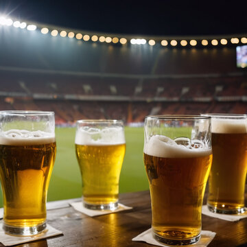 Bier - Biergl&auml;ser bei Fu&szlig;ballspiel