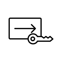 Keycard access icon linear logo mark in black and white