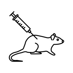 Lab rat experiment icon linear logo mark in black and white