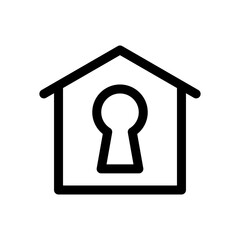 lock home icon linear logo mark in black and white