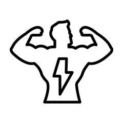 Man have strong muscles icon linear logo mark in black and white